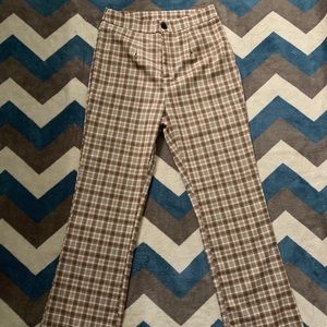 High Waist Plaid Jeans